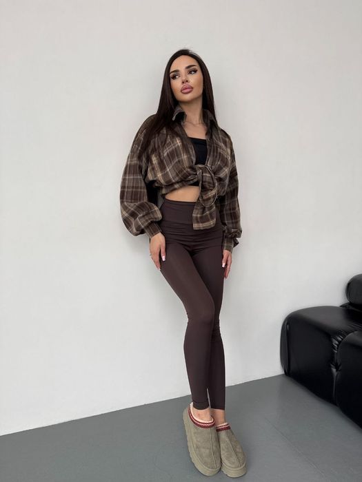 Сорочка у клітинку фланель шоколад