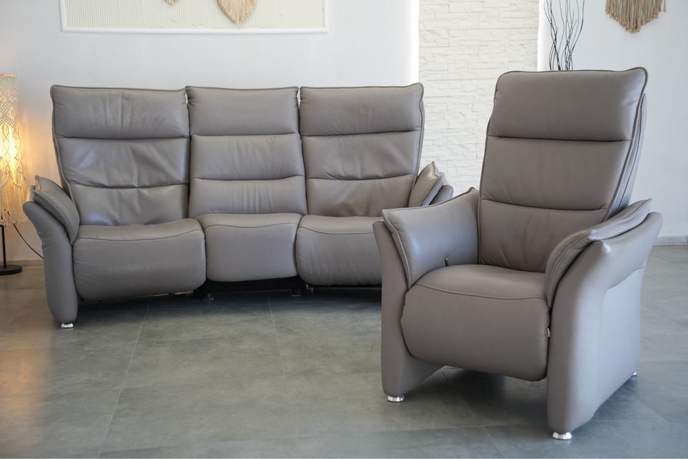 Skórzany komplet wypoczynkowy 3+1 Wohnwert (relaksy)