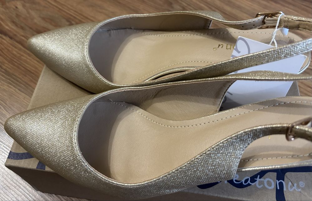 Czółenka damskie złote