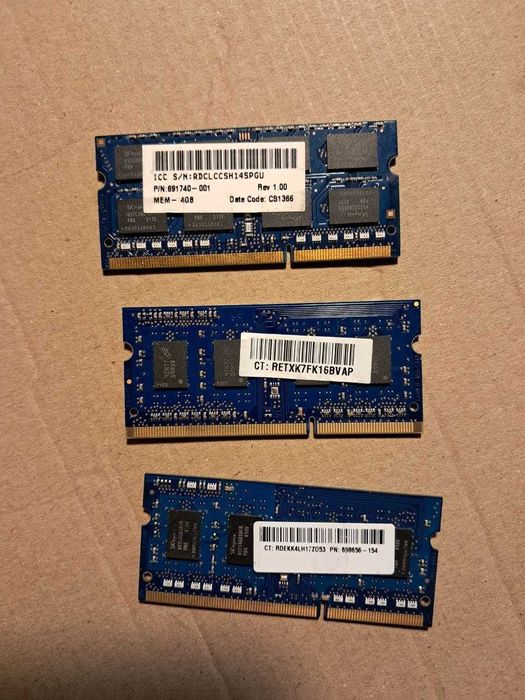 DDR3 8GB 1,5v и 4 GB 1.35v SO-DIMM  Для ноутбука цена за 1 планку 4GB