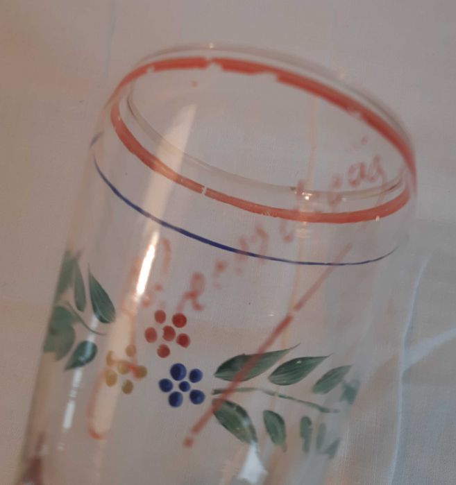 Copo em Vidro Antigo Pintado à Mão