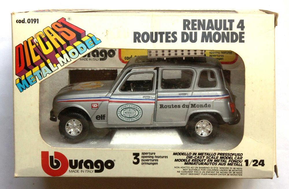 Renault 4 Routes du Monde 1/24 Burago c/ Caixa