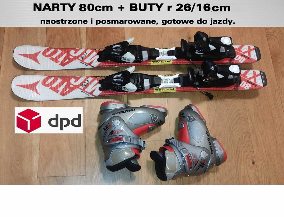 Narty zjazdowe Atomic Redster dla dzieci 80cm + buty Dalbello r26/16cm