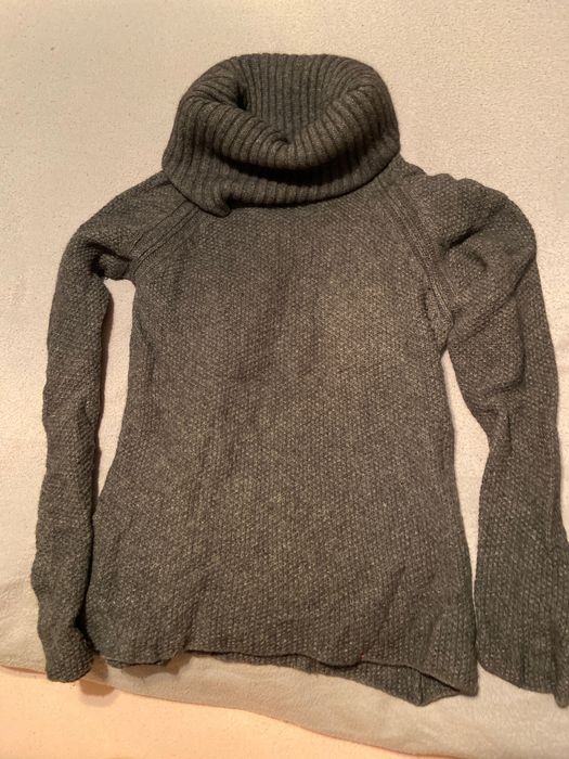 Sweter golf damski ciepły wełna szary antracyt