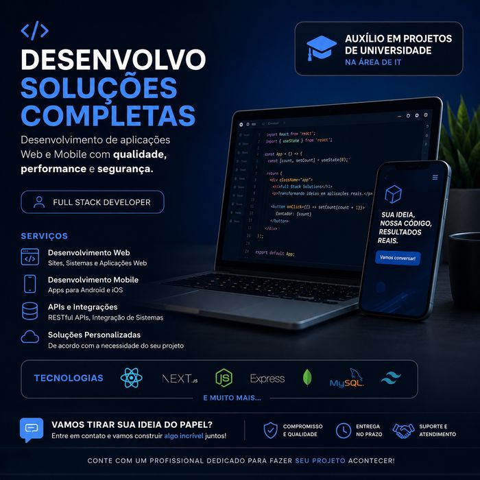 Desenvolvimento de Aplicações & Apoio a Projetos de IT  - Full Stack Developer