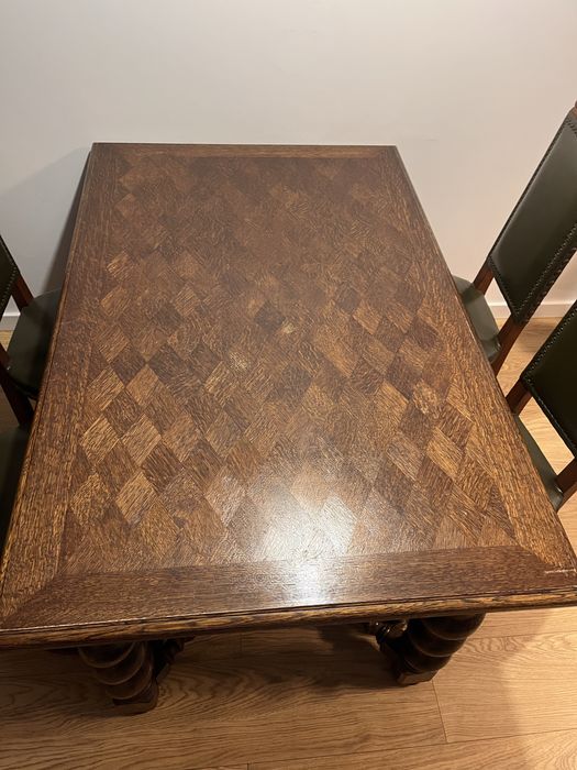 Stół rozkładany + skórzane fotele