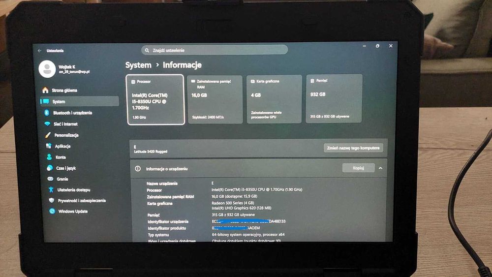 Dell 5420 Rugged i5 8gen RX540 16/1TB SSD NVMe Full HD 2x LAN GPS LTE
