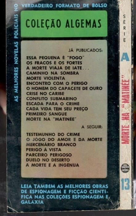“Morte na Matinée” Bart Carson, Coleção Algemas, SérieA–Um Enigma nº13