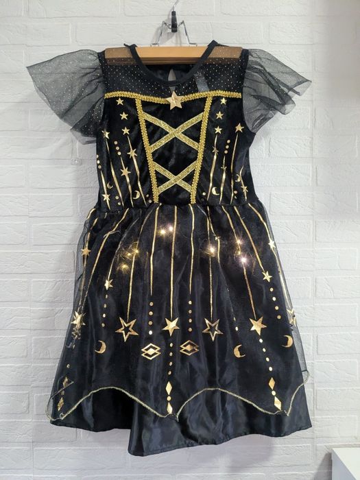 Świecąca sukienka LED George 122/128 cm Gwiazdki Bal Przebranie Nowa