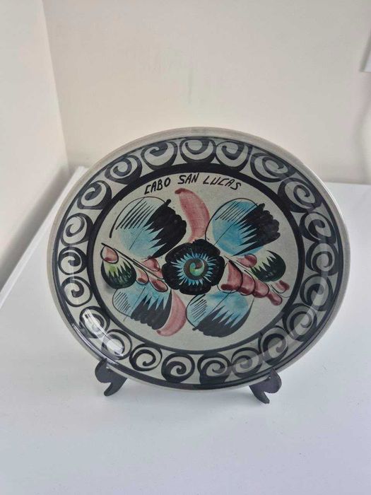 Prato Decorativo em Cerâmica Mexicana Tonalá Jalisco Pintado à Mão – Cabo San Lucas – 22 cm