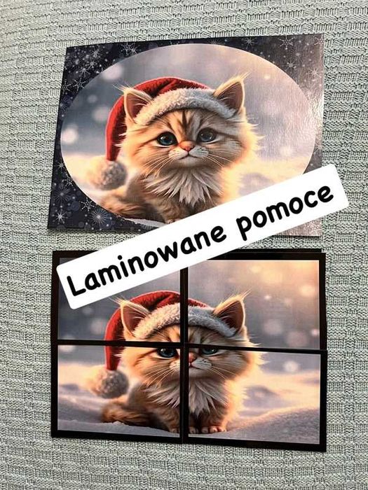 Świąteczne czapeczki - układanki 4 elementowe