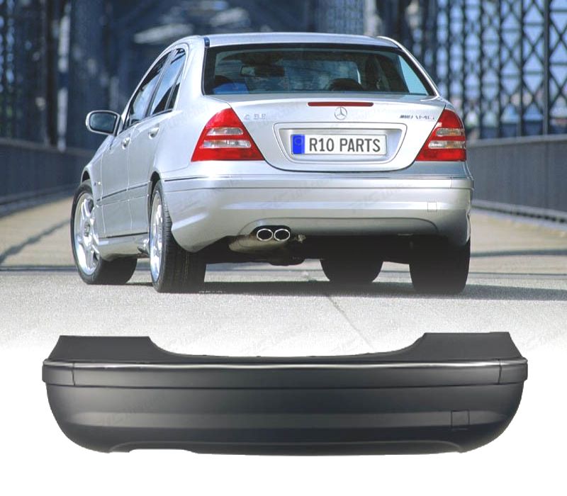 PARA-CHOQUE TRASEIRO MERCEDES CLASE C W203 SEDAN 01-07 LOOK C32 AMG DUPLA SAIDA ESQ