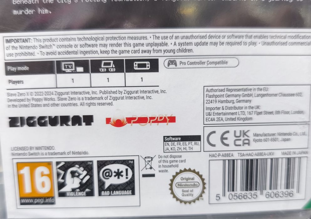 NA LEWARA gra Slave Zero X na konsolę Nintendo Switch NOWA Kartridż