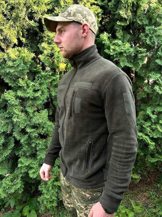 Тактична тепла фліска ЗСУ армійська флісова кофта олива військова якісна фліска олива