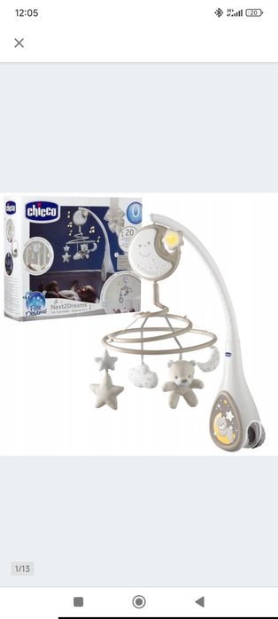 CHICCO Next2Dreams Next2Me karuzela na łóżeczko lampka szum beżowa