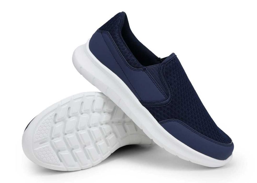 Мокасины синего цвета текстиль. размер 47