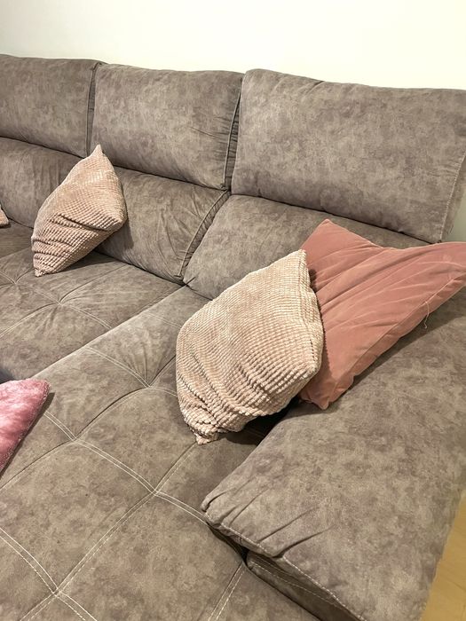 Sofá de canto - beige / castanho