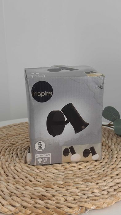 Candeeiro de parede Hoki E27 metal preto Inspire