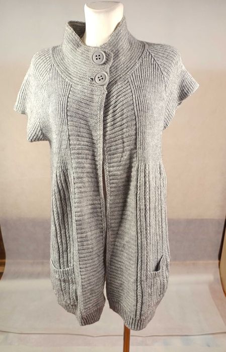 Sweterkowy bezrękawnik kamizelka z wełną alpaką L XL kardigan sweter