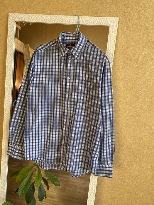 Синяя кэжуал рубашка в клетку Pierre Cardin с длинным рукавом