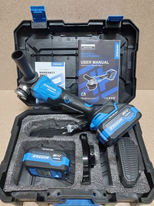 Акумуляторна болгарка безщіткова Zegor AGAX-21BL 2акб 4ампера
