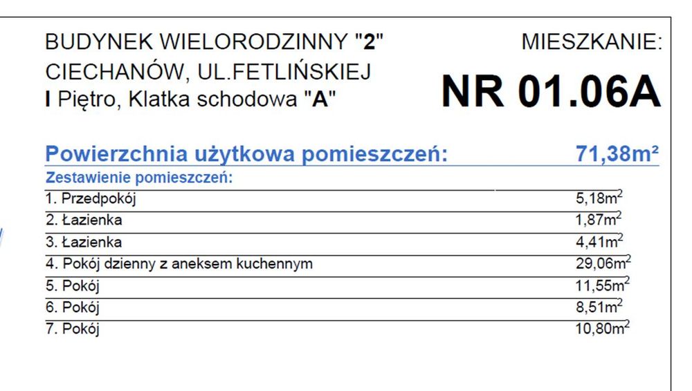 Nowa inwestycja! 71 ,38 m2 4 pok.