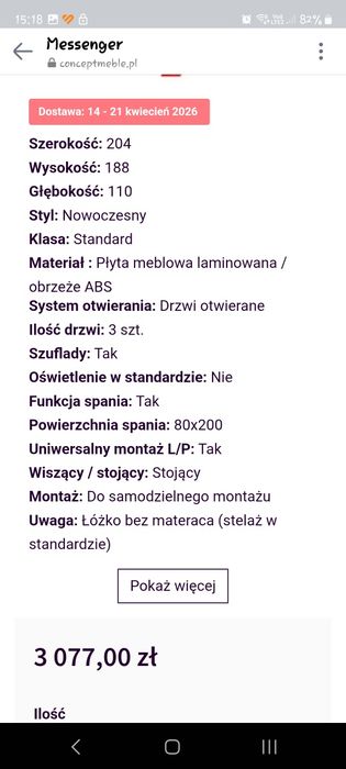Łóżko piętrowe z biurkiem, szafą i półkami
