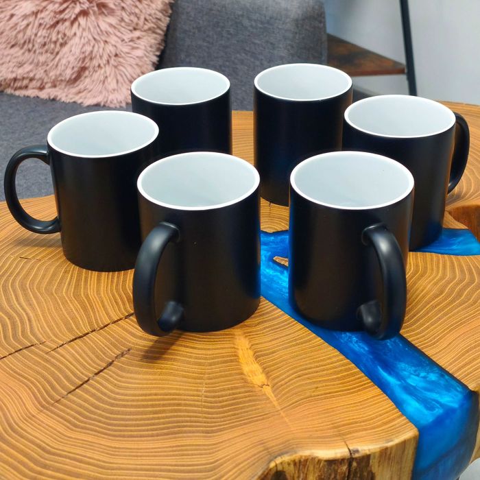 Kubki czarne matowe z białym wnętrzem komplet 6szt