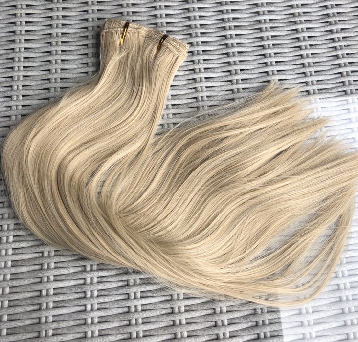 Premium Ultra włosy doczepiane, naturalny jasny blond, clip in 74.