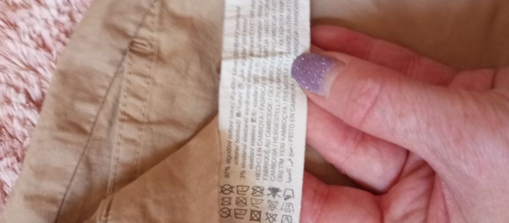Spodnie beżowe bawełniane XS Pull &Bear gumki,wysoki stan