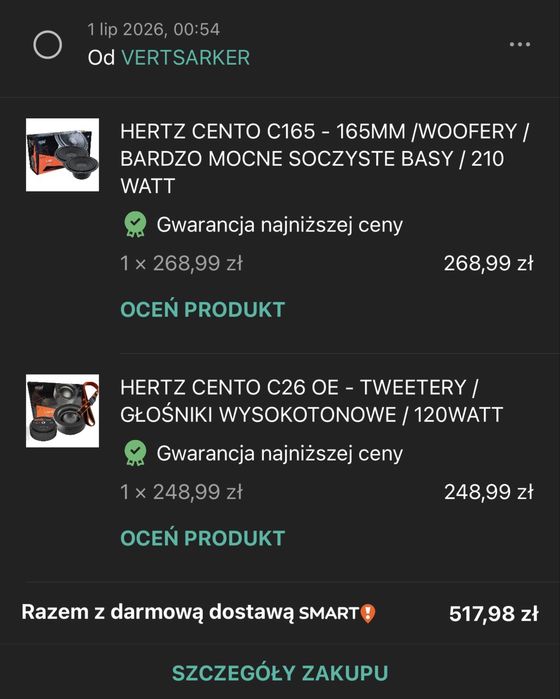 Glosniki Hertz Cento C165 i c26 oe