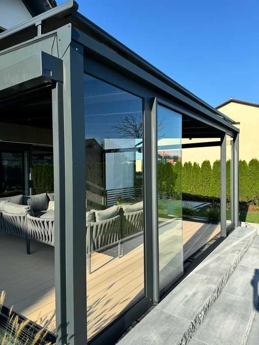 zadaszenie tarasu,pergola,drzwi przesuwne,patio,markizy ,LED