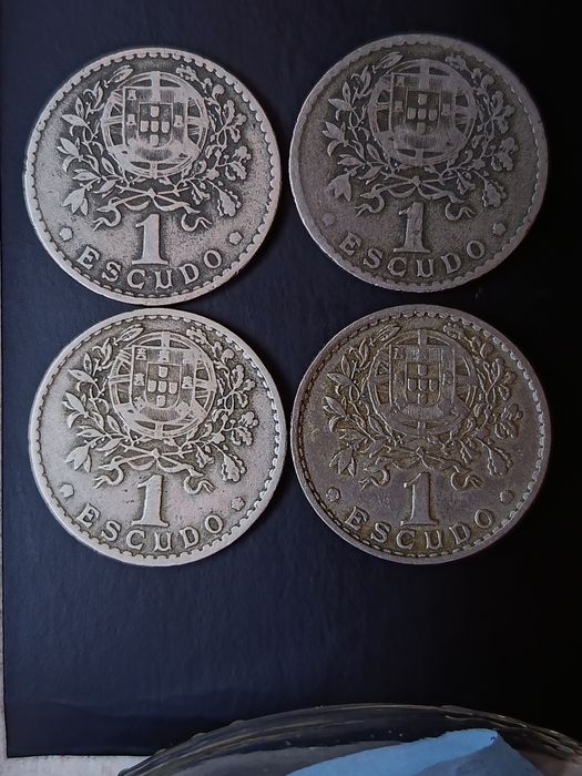 Moedas de 1 Escudo Anos 1845,46,51 e 52 / Alpaca