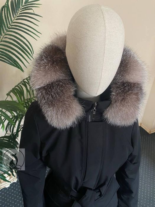 Куртка парка зимова з натур. хутром блюфрост золотистий. Розміри 42-60