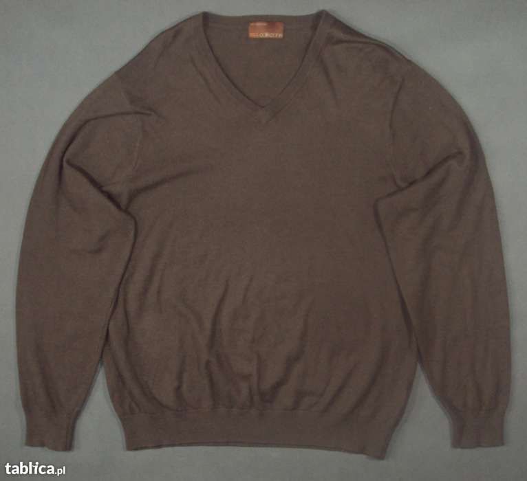 Sweter męski MARKS & SPENCER brązowy w serek rozmiar L