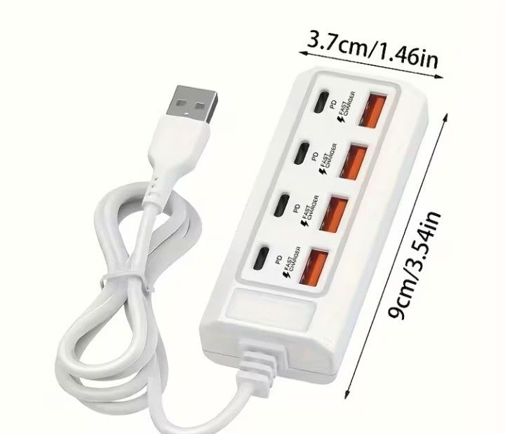 8-портовий USB-C хаб з 4 портами USB-A та 4 портами USB-C  концентрато