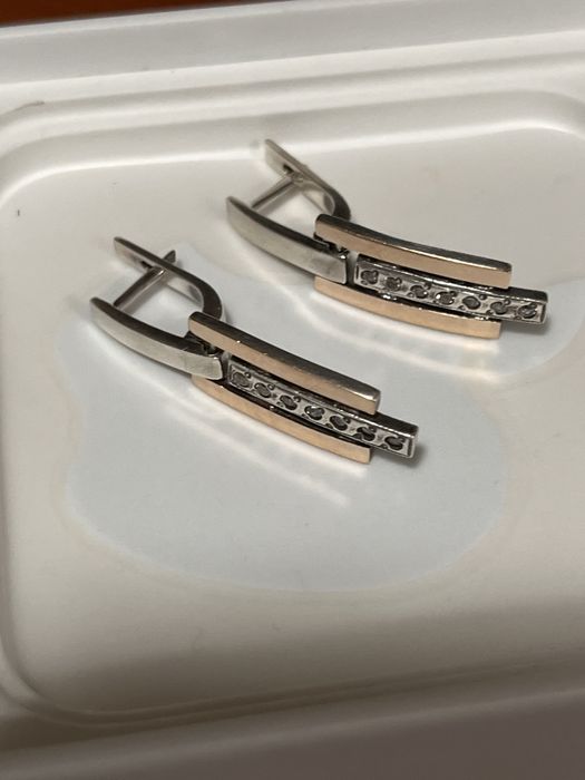 Елегантні срібні сережки с золотою пластиною!