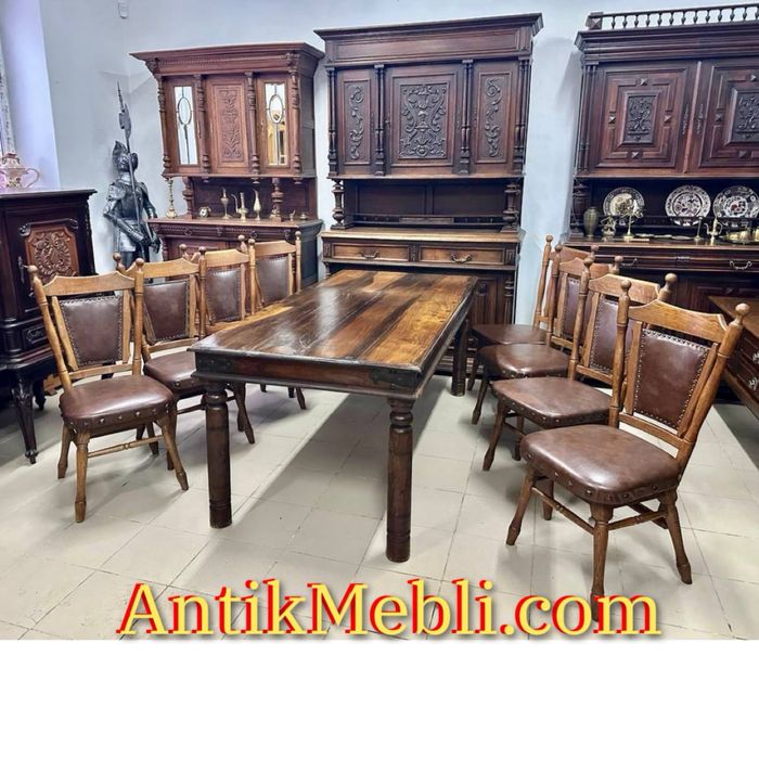 Дубовий масивний стіл обідній  стол 4162 стільці дерево стул 4163