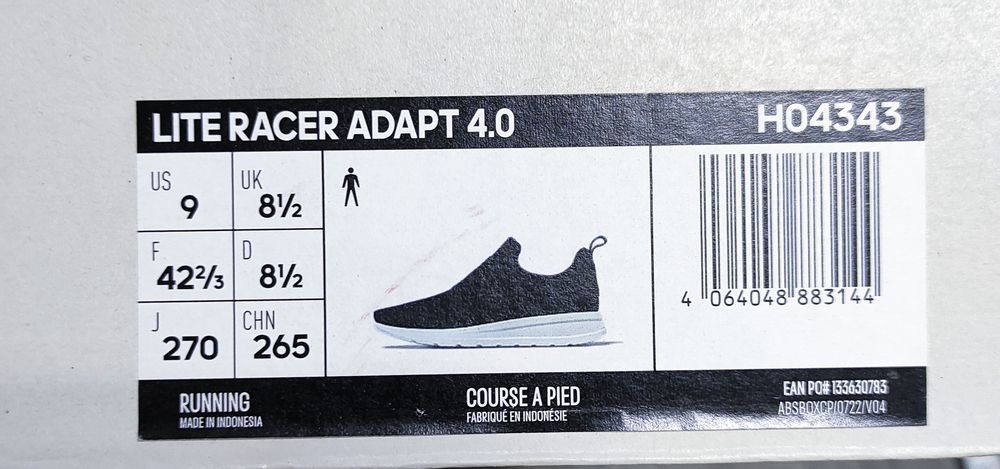 41,5 Adidas Lite Racer оригінальні чоловічі кросовки