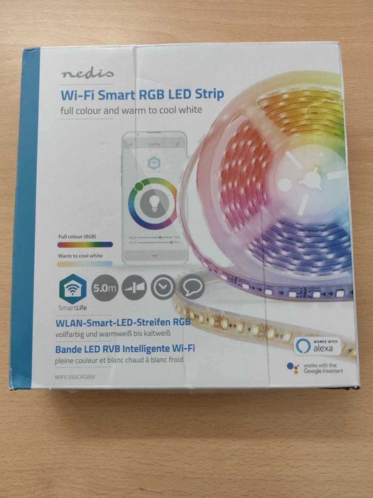 Fita LED (Cores e Branco) inteligente Nedis 5m (compatível c/ Tuya)