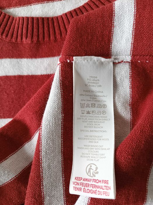 50-52-54 теракотовий джемпер у смужку кофта бавовна льон трикотаж