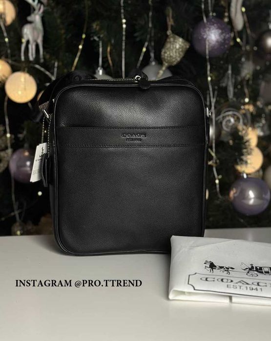 Чоловіча сумка Coach, шкіряний месенджер Coach