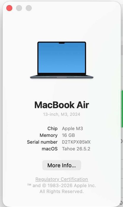 MacBook Air 13-inch, M3, 2024