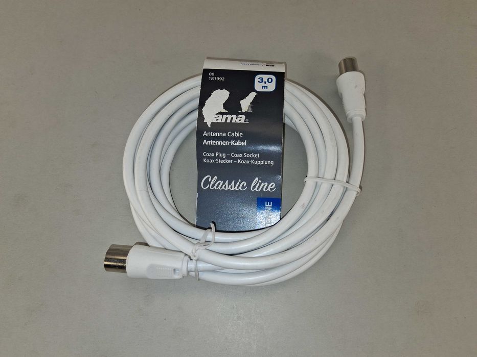 N082 Kabel Antenowy Koncentryczny Hama Classic Line 3m Biały
