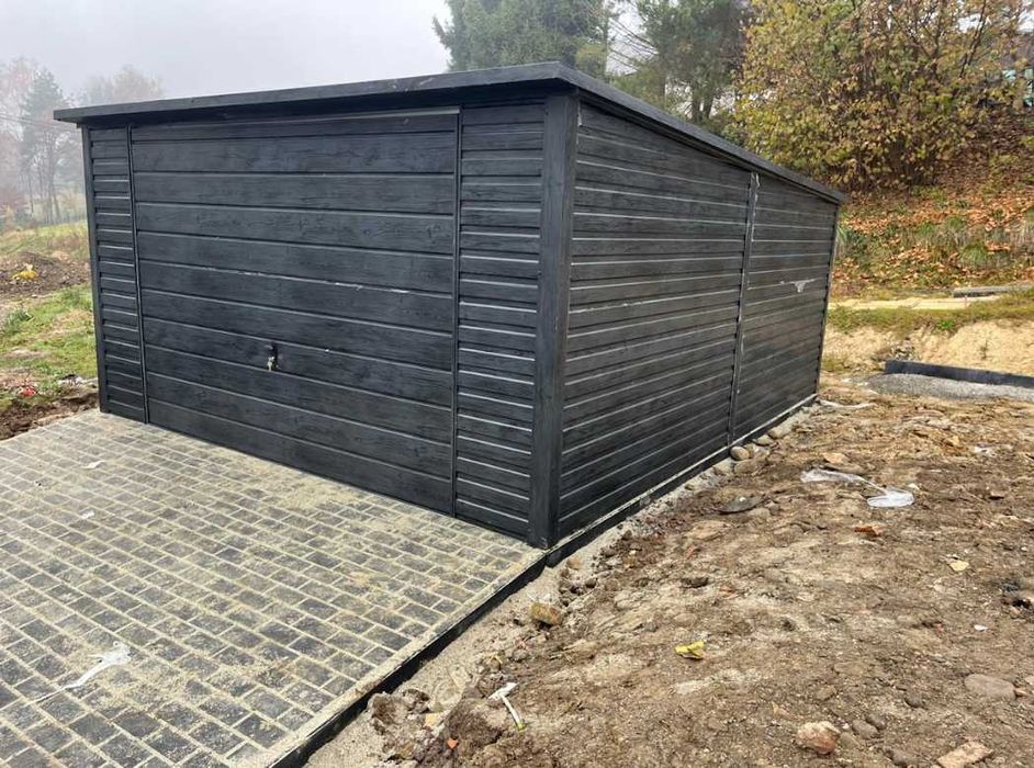 Garaż blaszany 4x5, magazyn blaszany, garaż grafit drewnopodobny