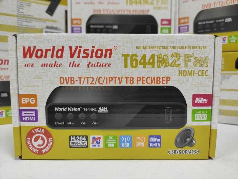 ‼️НОВА‼️Приставка Т2 ресивер тюнер World Vision T644M2 FM гарантія рік