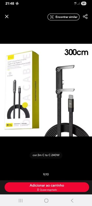 Novo _Cabo dobrável de carregamento rápido 240w com suporte integrado