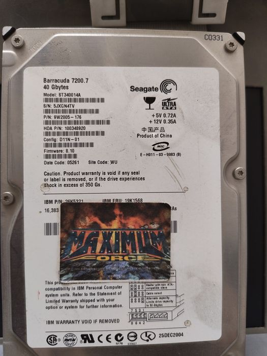 Placa de jogo Maximum Force e disco rígido