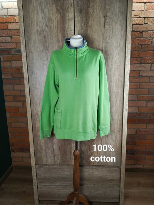 Seasalt Cornwall bluza half zip zielona green organic oversize 44