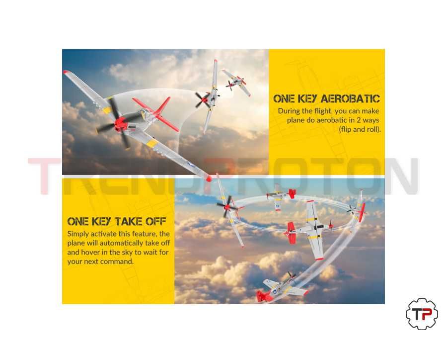 Avião Caça Mustang P-51D RC c/girocopio 6 eixos